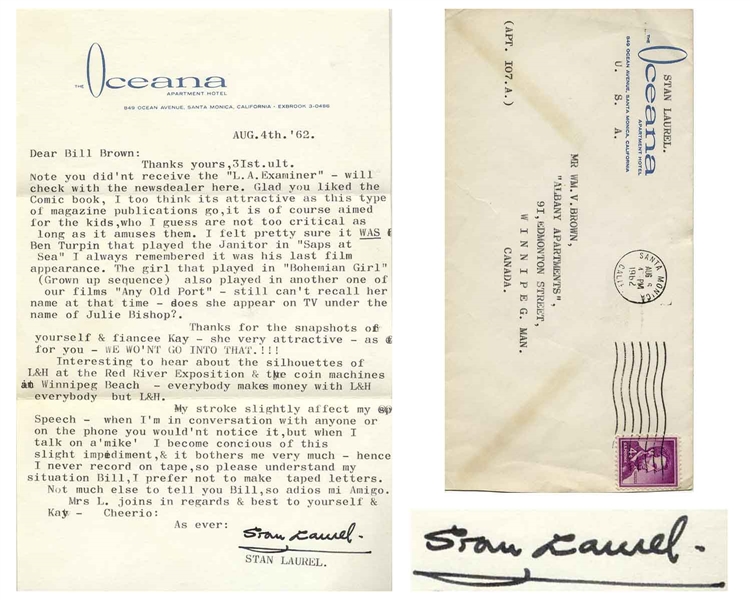 Stan Laurel Letter Signed -- ''...everybody makes money with L&H everybody but L&H...''